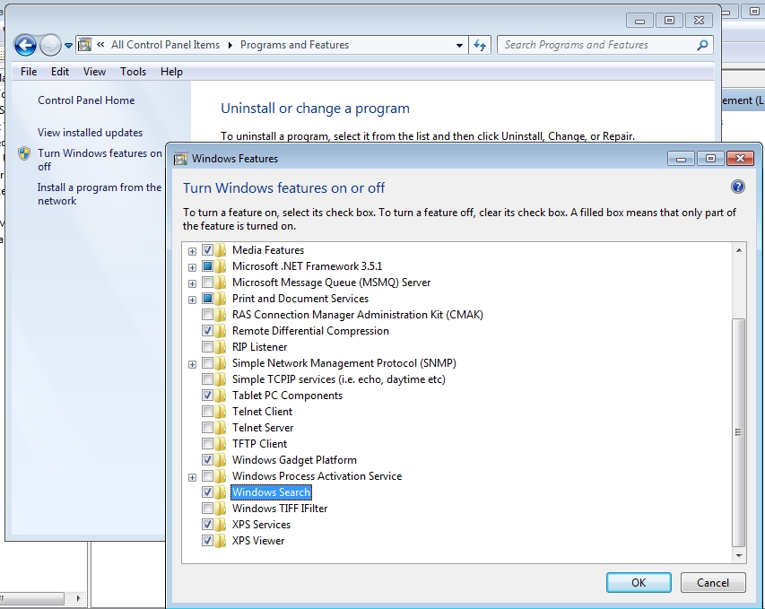 windows7 missing search windows7 missing search